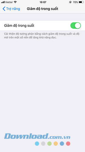 Kích hoạt Giảm độ trong suốt