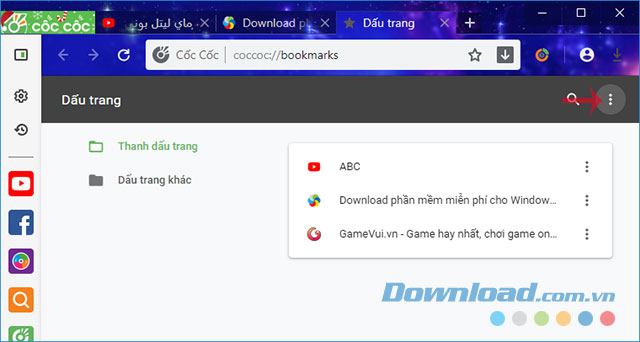 3 chấm dọc trên Cốc Cốc