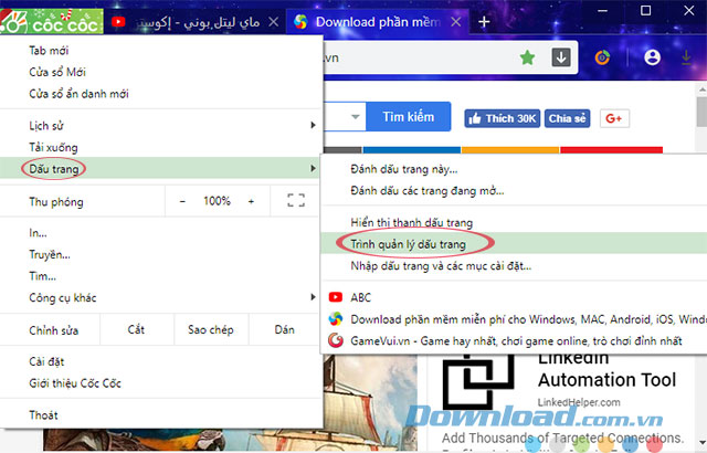 Dấu trang trên Cốc Cốc