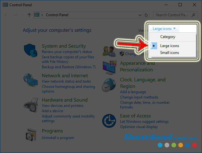 Thay đổi giao diện Control Panel