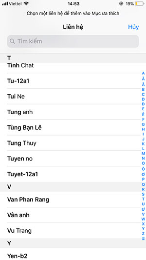 Danh sách liên hệ