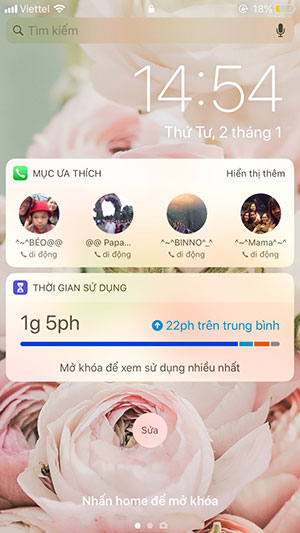 Liên hệ ở màn hình khóa