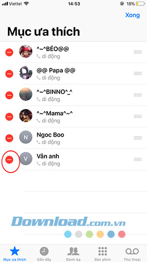 Xóa khỏi Mục ưa thích