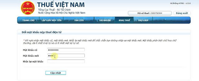 Đổi mật khẩu hệ thống