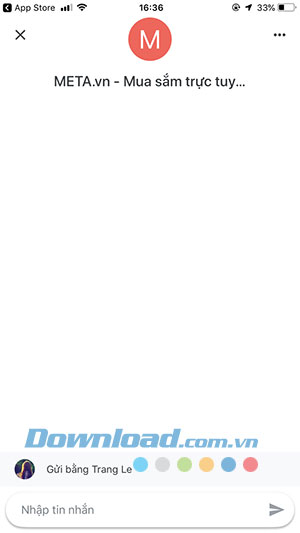 Giao diện chat với doanh nghiệp