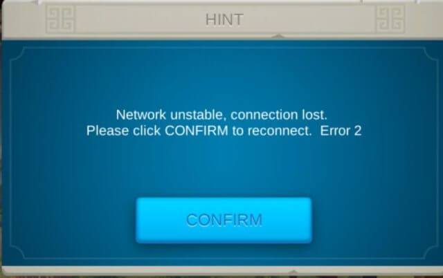 Màn hình thông báo lỗi khác trong RoC