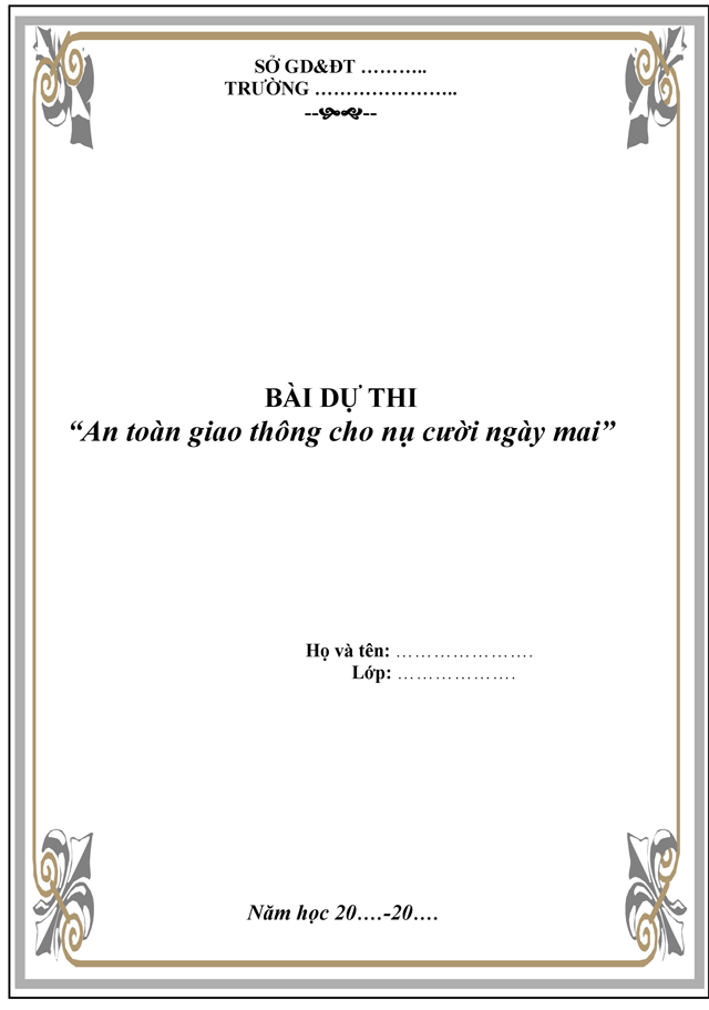 Mẫu bìa bài dự thi