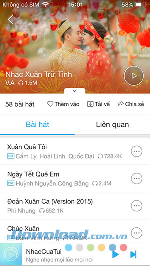 Nghe nhạc xuân trên NhacCuaTui