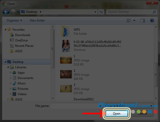 Mở ảnh mặt cần ghép 