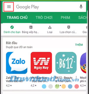 Chọn vào tài khoản Google Play