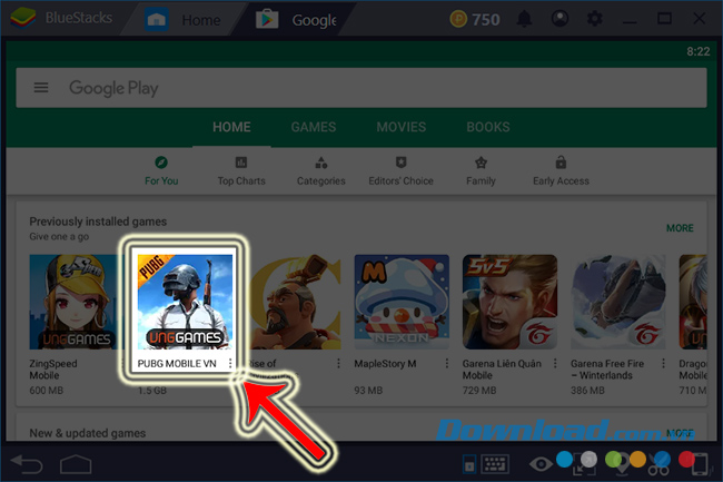 Biểu tượng của PUBG Mobile trên BlueStacks