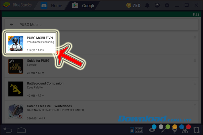 Chọn game để cài đặt trên BlueStacks