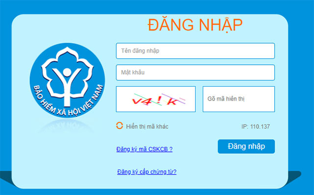 Đăng nhập vào Cổng thông tin giám định BHYT