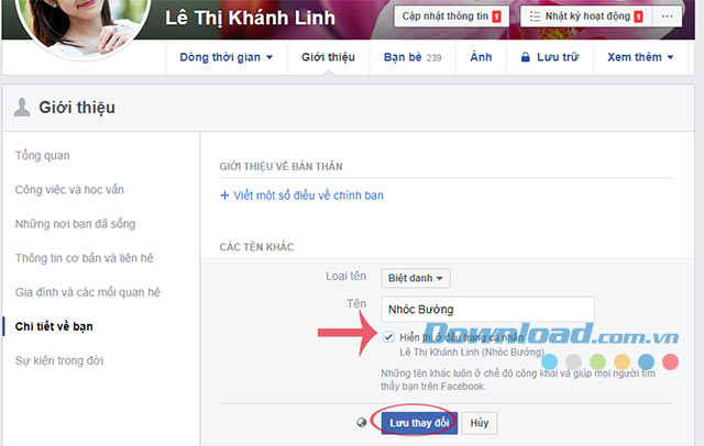 Đặt biệt danh Facebook