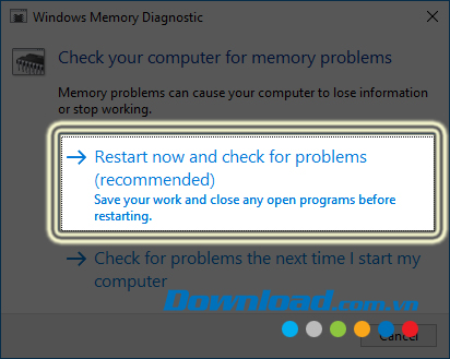 Chọn khởi động lại máy tính