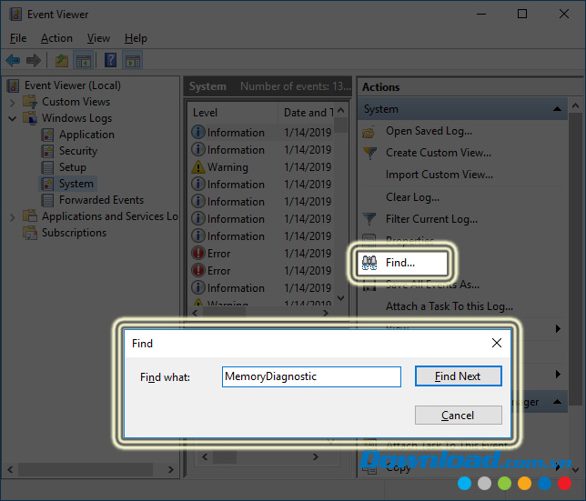 Nhập từ khóa tìm kiếm trong hộp thoại Find