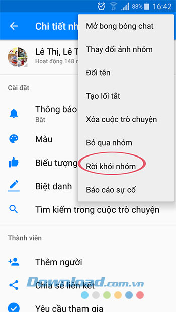 Rời nhóm chat Facebook