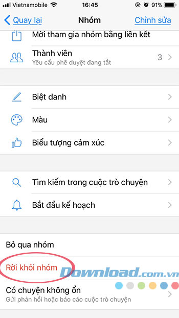 Rời nhóm chat Facebook