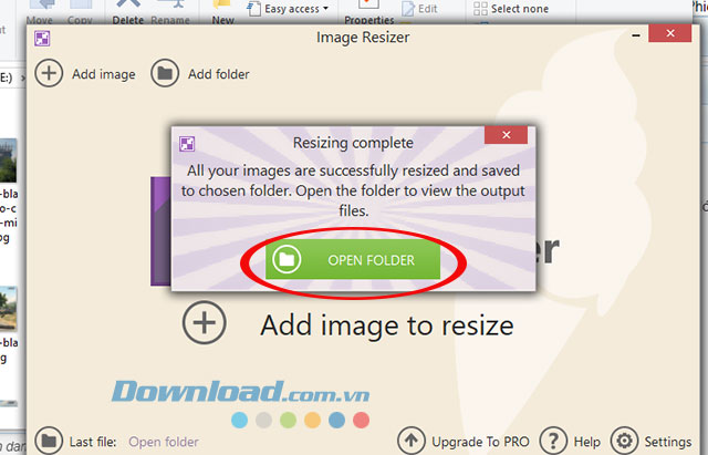 Mở thư mục ảnh đã được giảm dung lượng