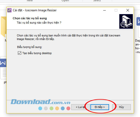 Lựa chọn tạo biểu tượng trên desktop