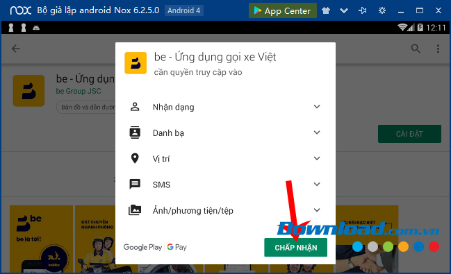 Chấp nhận cài đặt be