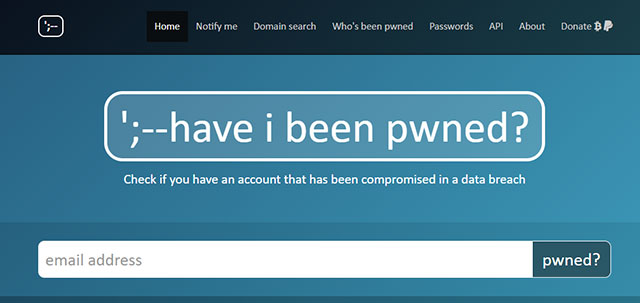 Nhập địa chỉ email vào ô email address để kiểm tra có nằm trong 773 triệu email hay không?