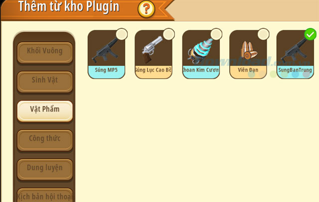 Menu Vật phẩm Plugin