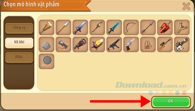 Chọn Vũ khí bắn được