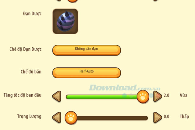 Thay đổi thông số chế độ bắn