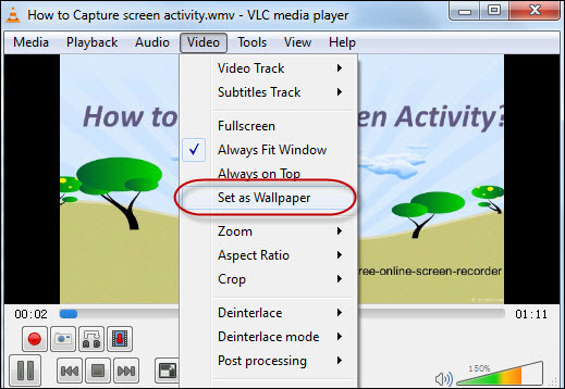 Sử dụng video VLC làm hình nền