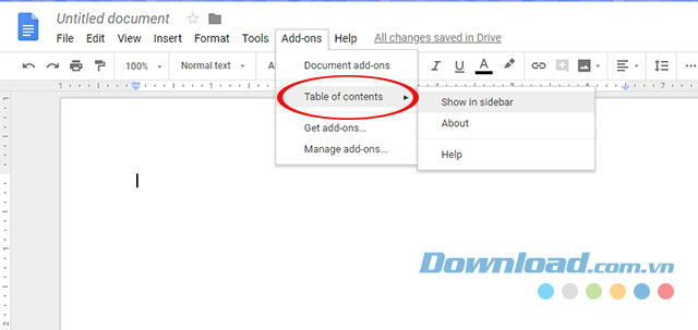 Kiểm tra tiện ích vừa cài đặt trên Google Docs