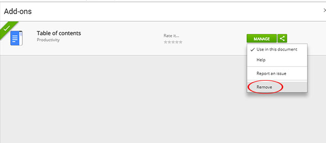 Gỡ bỏ Add-on đã cài đặt trên Google Docs