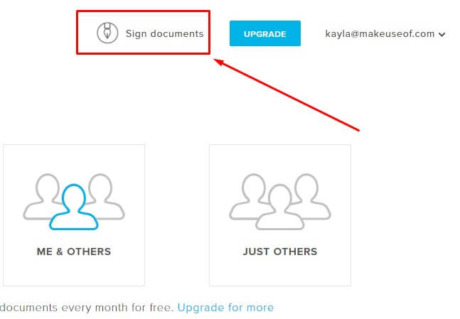 Chọn JustMe và chỉ bạn mới có thể ký tài liệu trên HelloSign