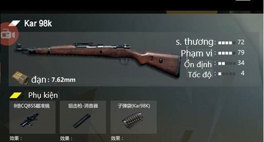 Khẩu súng Kar98k trong game PUBG Mobile