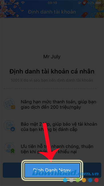 Thực hiện xác lập định danh