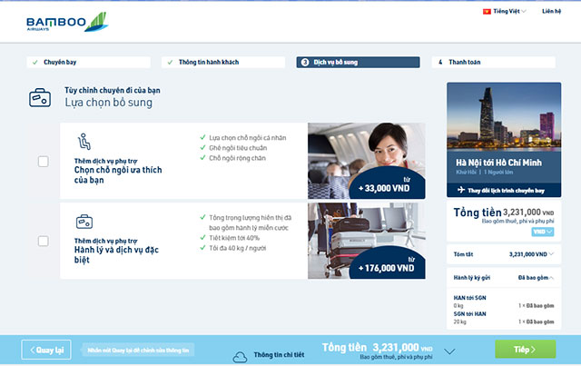 Dịch vụ bổ sung cho vé máy bay