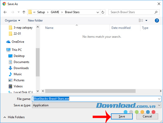 Lưu lại file cài đặt Brawl Stars