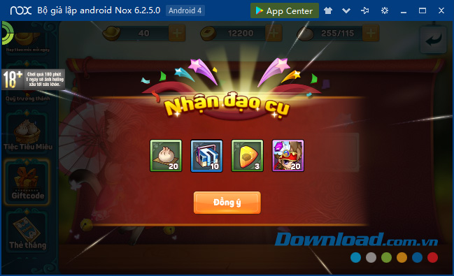 Nhận thưởng từ mã tân thủ trong game chiến thuật Tiểu Tiểu Tam Quốc Chí