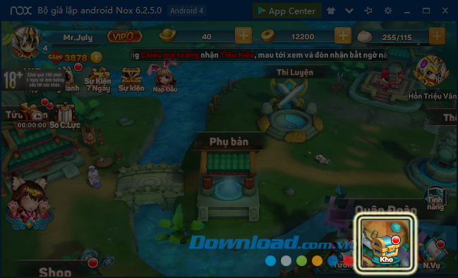 Kiểm tra trong Kho của nhân vật