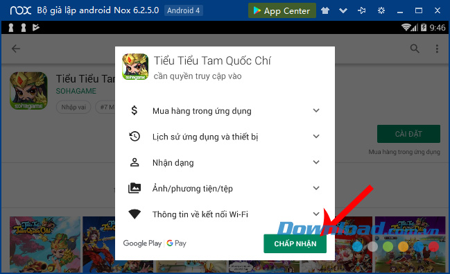 Chấp nhận điều kiện của game 
