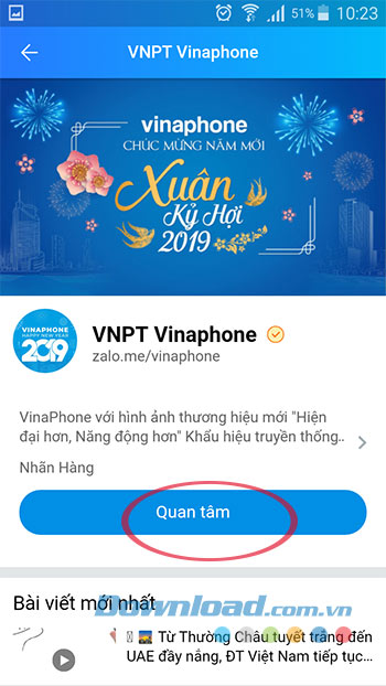 Quan tâm Official Account VinaPhone