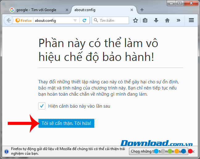 Chấp nhận cảnh báo