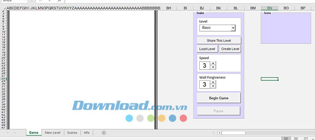 Giao diện chính của game sau khi khởi động