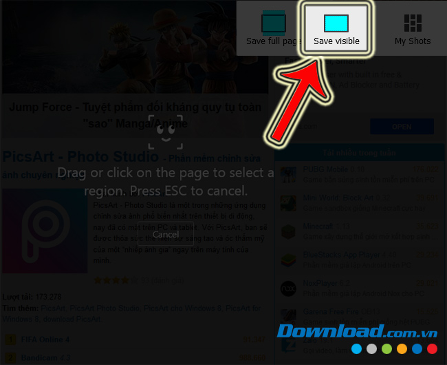 Chụp phần web đang hiển thị