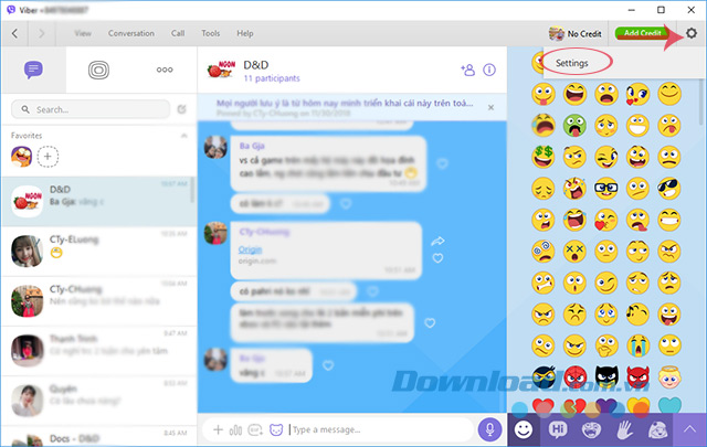 Settings Viber