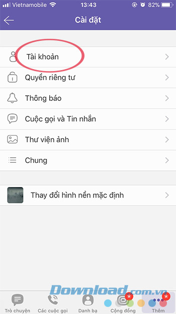 Cài đặt tài khoản Viber