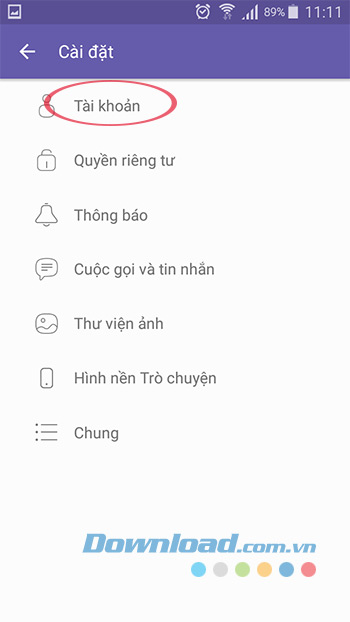 Cài đặt tài khoản Viber