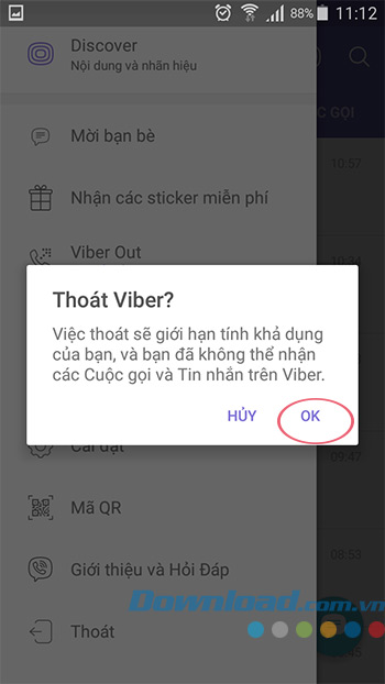 Xác nhận thoát Viber