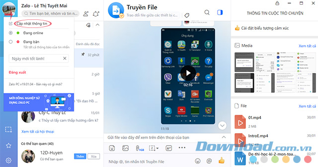 Cách thay ảnh đại diện Zalo trên máy tính