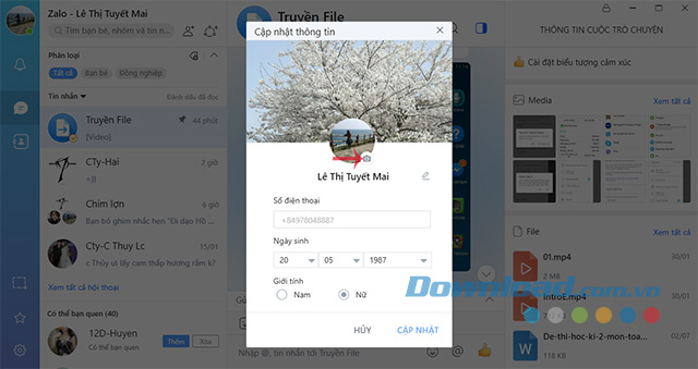 Cập nhật thông tin Zalo